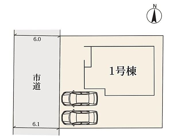 【全体区画図】敷地面積５０坪以上！
車２台駐車可能です♪