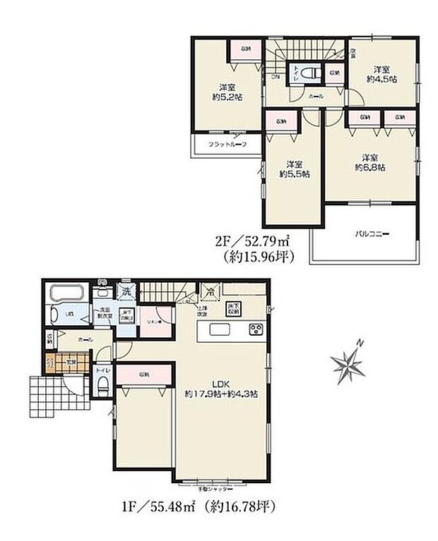 【4LDK】水回り集中設計で家事動線がスムーズです♪キッチンと洗面の間にリネン庫を設置♪