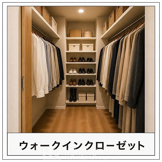 【その他設備】衣類や季節用品をまとめて収納できるウォークインクローゼット付き。居住空間を広く使え、整理整頓しやすい住まいです。※掲載画像はイメージであり、実際の設備・仕様・形状とは異なる場合があります。