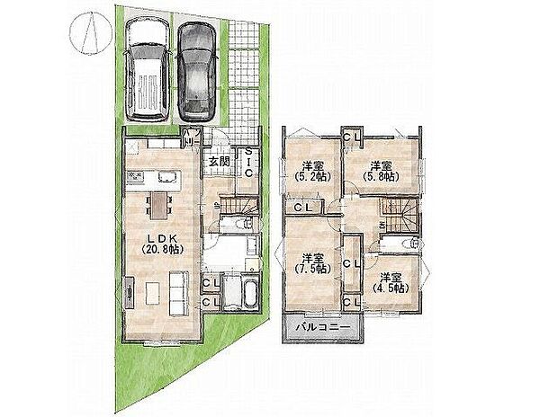 建物プラン間取:4LDK 建物プラン面積:108.89m2 建物プラン価格:2000万円 -