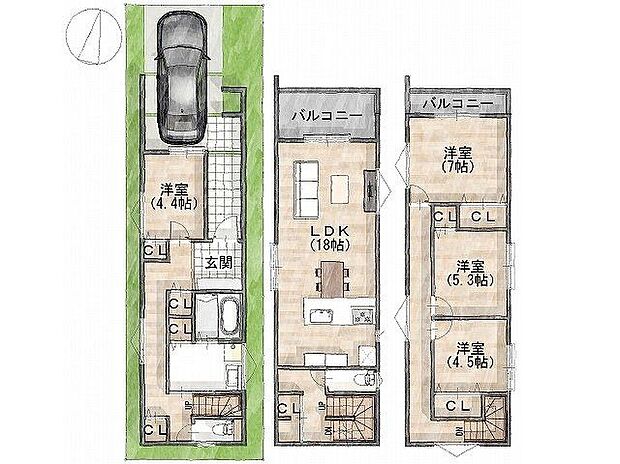 【間取図(平面図)】【間取り図】建物面積:120.89m2一級建築士×女性コーディネーター監修『ママに嬉しい家事ラク動線』設計