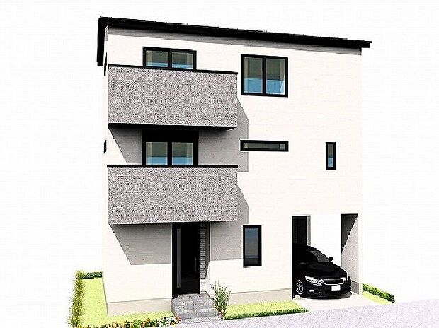 【建物プラン例】ZEH水準省エネ住宅にて、冬はあたたかく、夏は涼しいお家に。洗練されたデザインが魅力のデザイナーズ物件。外観から感じる独自の美しさが、住む人の生活を彩ります。