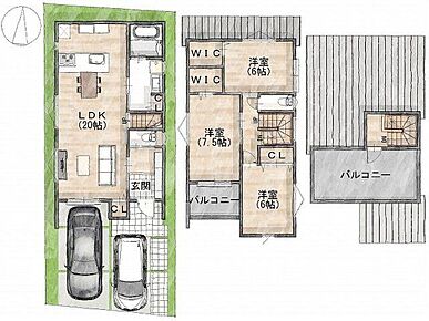 建物プラン間取:3LDK 建物プラン面積:102.67m2 建物プラン価格:2000万円 - 