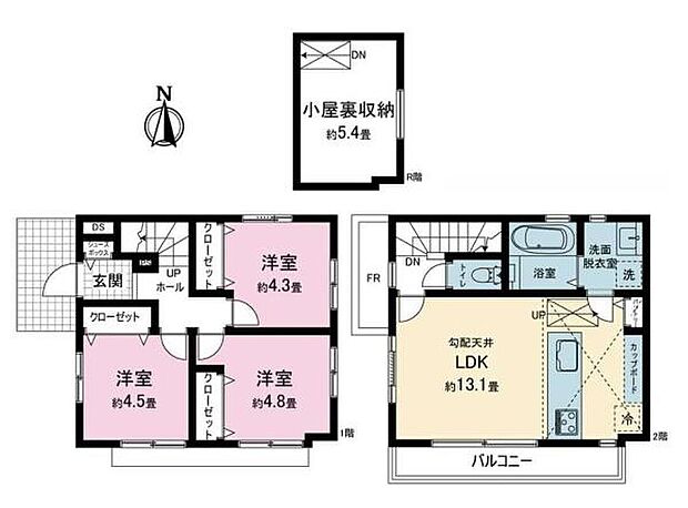 3LDK 建物面積64.52m2