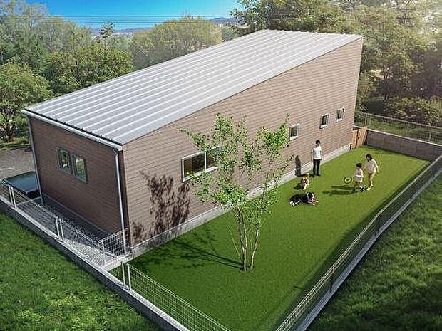 建物プラン　価格2370万円、建物面積　　　67.90m2
、広いお庭でゴルフの練習も♪時間がない日でも練習三昧♪