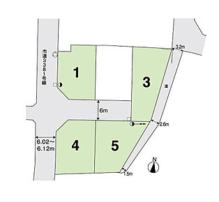 No.1　168.22m2（50.88坪）
No.3　191.20m2（57.83坪）
No.4　178.46m2（53.98坪）
No.5　180.68m2（54.65坪） 