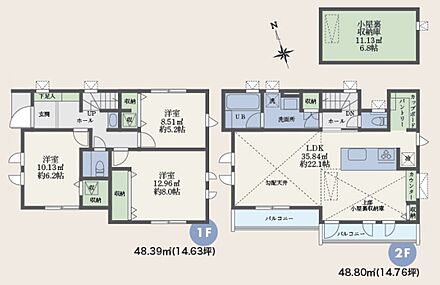 【A号棟　間取図】97.19m2　3LDK+小屋裏収納+P♪ 