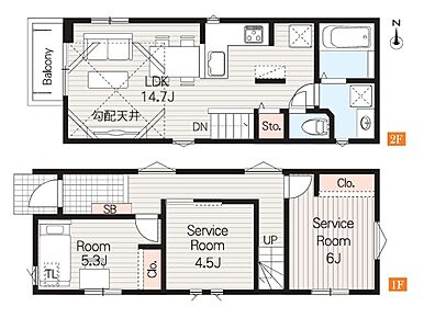 【2号棟　間取図　建物面積：71.44m2】 リビングを中心に、ご家族皆様が充実の暮らしをお送りいただけるプランニングです。 