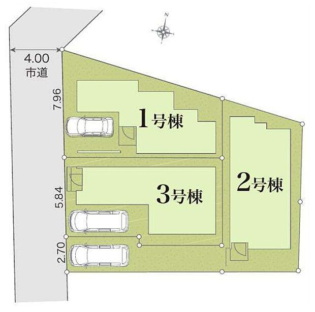 【3LDK】前面道路は西側4M、無駄な廊下スペースを最小限に抑える設計が可能となります。快適な居住空間を演出出来ます。