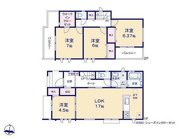 (A号棟)、価格7290万円、4LDK、土地面積107.03m2、建物面積101.22m2