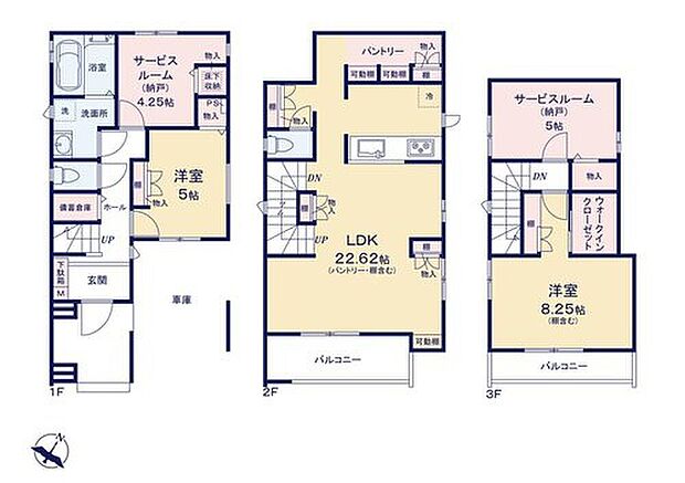 (B号棟)、価格6390万円、2LDK+2S、土地面積73.06m2、建物面積121.1m2