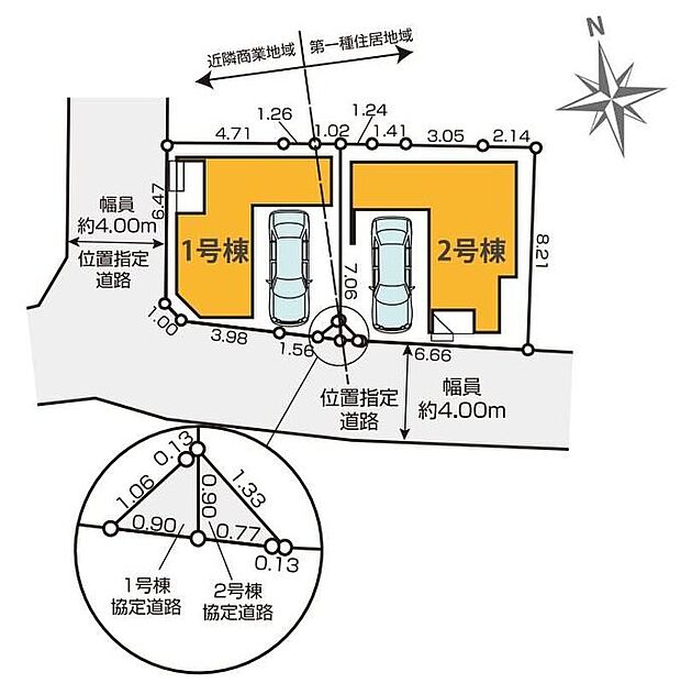 ≪全体区画図≫日当たり良好な南道路接道☆ビルトインガレージ付き!ゆったり角地◎(1号棟)