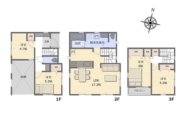 (A号棟)、価格8490万円、4LDK、土地面積68.37m2、建物面積106.11m2