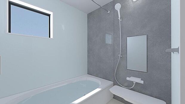 【完成予想図(内観)】1日の疲れた体を癒せるシステムバス。雨の日のお洗濯も安心な「浴室乾燥機」つき♪※図面を基に描き起こしたもので、実際とは多少異なる場合がございます。