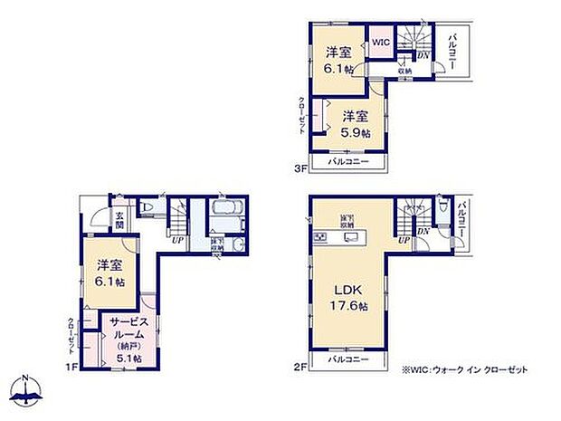 【3LDK+S】道路からの視線が気にならない2階リビングの3階建て♪
居室としても使える納戸付きでお子様に個室が
必要になった際にも便利です！インテリアに
統一感が生まれる全室フローリング☆