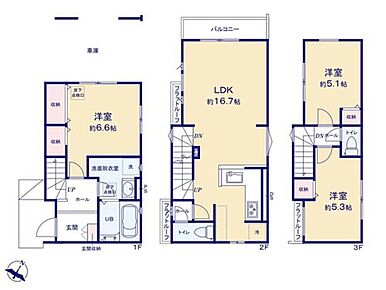対面L字型システムキッチン採用で、広々お料理を楽しめます♪
リビング階段＆対面キッチンで自然に家族の会話が生まれる間取りです☆ 