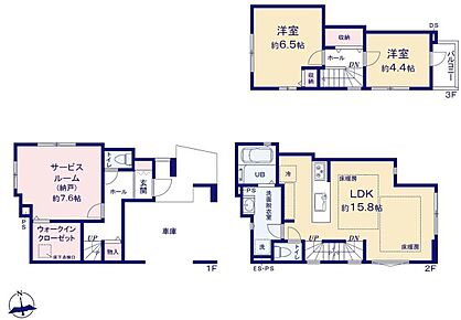 道路からのプライバシーを確保しやすい「2階リビング」を採用♪床暖房を採用した明るいリビングダイニングは、家族が自然に集まる寛ぎの場になりそう♪WICなど充実の収納設計でお部屋もスッキリ♪ 