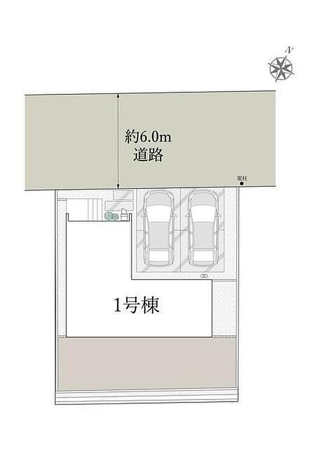 【全体区画図】カースペースは2台分ございますので、家族分の自転車を駐輪したり、来客用の駐車スペースとしてもお使いいただけます♪
