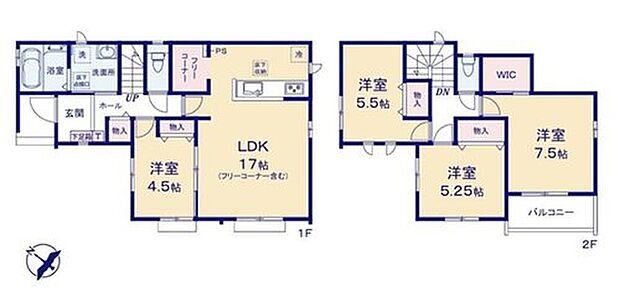 【4LDK】WIC付きで収納豊富な4LDKのお住まいです♪
人気の対面式キッチン♪
パントリーとして使える機能的なフリーコーナー付きのキッチン♪