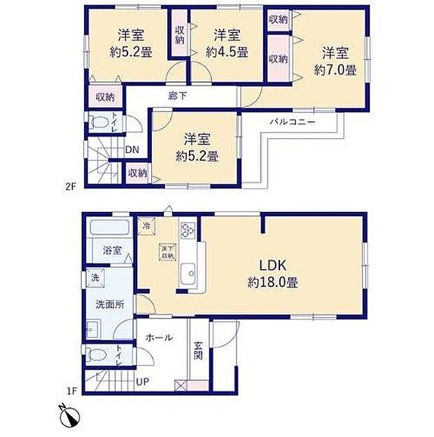 【4LDK】4LDKの間取り♪
洗面所、浴室、キッチンが集約しており
家事動線がスムーズな間取り♪
陽当たり良好なLDKは広々18帖!
家具レイアウトの幅も広がります◎