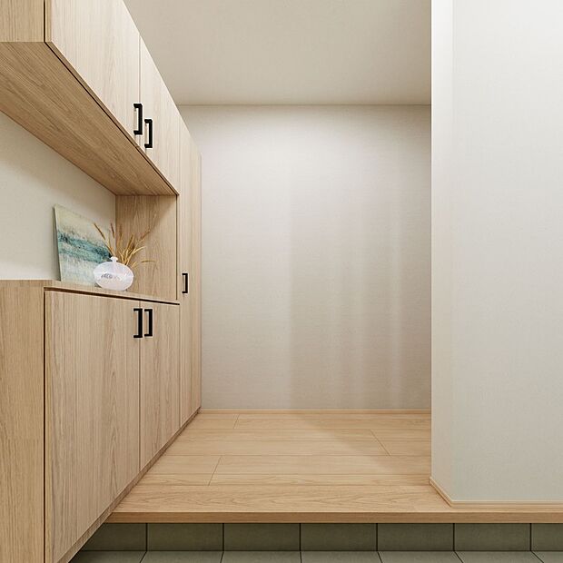 【【 玄関 】】土間収納とシューズボックスのW収納で、用途に合わせた『適材適所』の収納ができます。※パースはイメージです