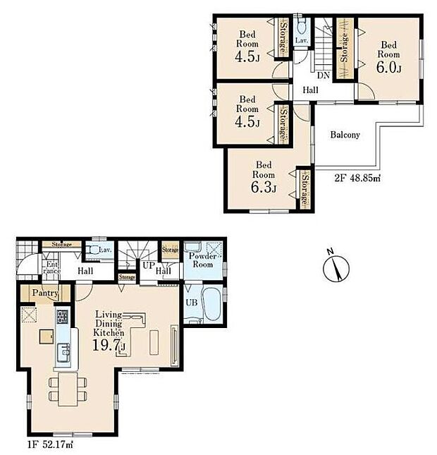 (1号棟)、価格3680万円、4LDK、土地面積145m2、建物面積101.02m2