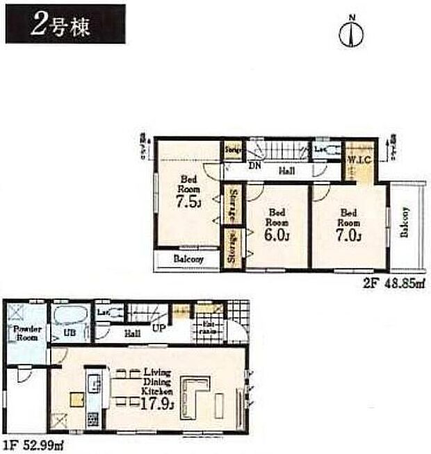 (2号棟)、価格2999万円、3LDK、土地面積136.71m2、建物面積101.84m2