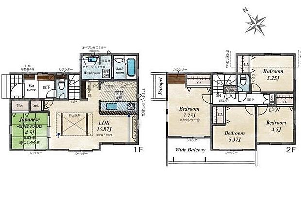 (2号棟)、価格4250万円、5LDK、土地面積142.25m2、建物面積103.5m2
