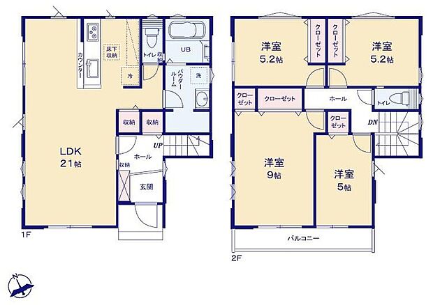 (1号棟)、価格6299万円、4LDK、土地面積113.6m2、建物面積107.64m2