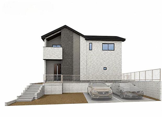 （1号棟）完成予想図　戸建住宅だからこそ叶う、自由度の高い暮らし。ペットとの時間を楽しむのはもちろん、ガーデニングやDIY、車・バイクのお手入れなど、ご家族それぞれの「好き」を身近に満喫できます。