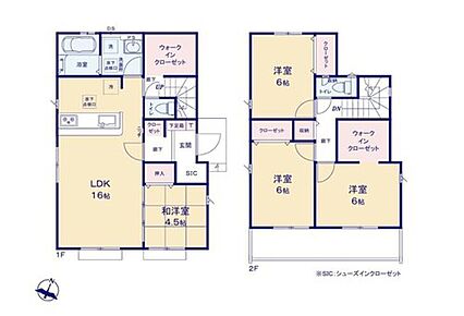 リビング横には、足を伸ばして寛げる和室を完備！お子さまのお昼寝スペースとしてはもちろん、来客時にも重宝します♪
シューズクロークやWIC完備で居住空間はいつでもスッキリ☆ 