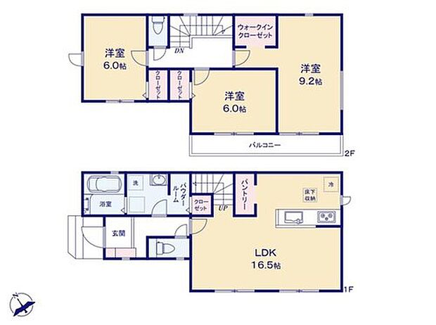 【3LDK】全居室南西向きの明るいお住まいです☆
パントリー付なので食料品や水等の買い置きの場所にも困りません♪
主寝室には大容量のWIC完備！お部屋が片付き大きなベッドも置けます♪