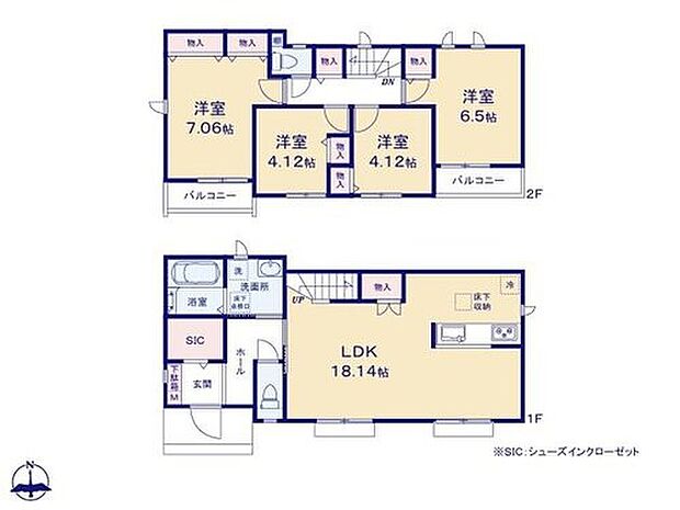 【4LDK】◇光と風を呼び込む全室南向き♪
◇18帖の広々としたリビング！インテリアを考えるのも楽しみになりそうです♪
◇家族のコミュニケーションを重視した対面式キッチン・リビングイン階段プラン♪