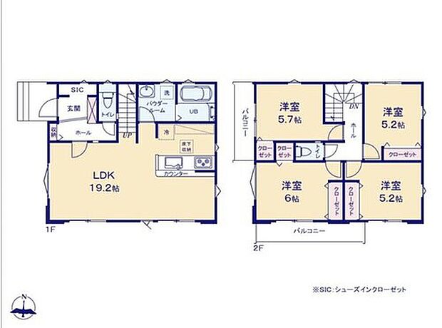 【4LDK】お子様が走り回っても安心の広々リビング。朝日と共に起きて、日中もたっぷり日差しが降り注ぐ間取り。南側に設置されたバルコニー。心地よい春の陽射しや暖かな風を楽しむことが出来る。