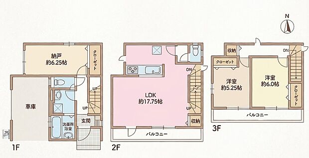 1号棟　2LDK+S　7780万円　土地面積64.23m2　建物面積105.15m2