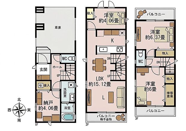 A号棟 3SJDK 6390万円 土地面積58.26m2 建物面積103.66m2
