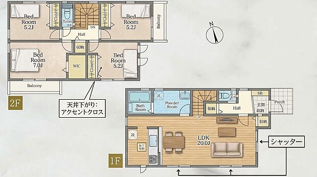 4LDK 6099万円　土地面積136m2　建物面積104.34m2