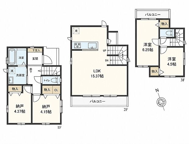 A号棟 2LDK+2S 6490万円 土地面積65.53m2(19.82坪) 建物面積86.10m2(26.04坪)