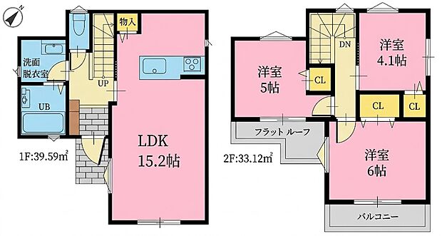 全1棟 3LDK 3980万円 土地面積89.08m2 (26.95坪) 建物面積72.71m2 (21.99坪)