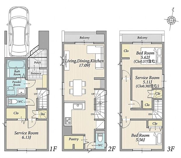 2号棟 2LDK+2S 4980万円 土地面積66.11m2(19.99坪) 建物面積108.39m2(32.78坪)