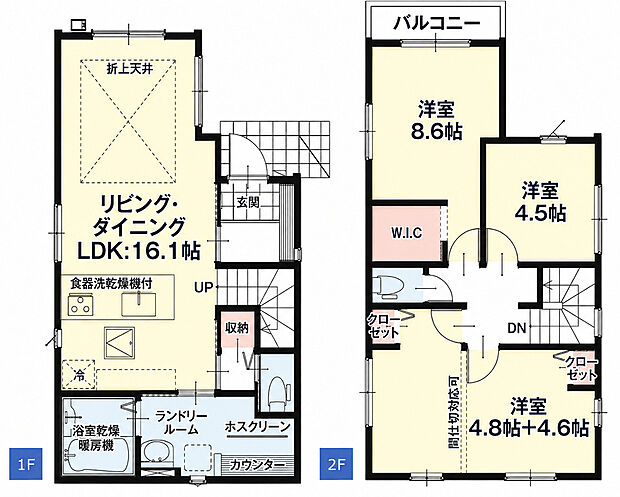 1号棟　3LDK　4,399万円　土地面積117.07m2（35.41坪）建物面積91.66m2（27.72坪）