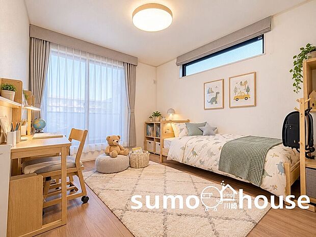 学習机とベッドを配置し、勉強も休息も快適に過ごせる子ども部屋。(本画像はCGで作成しており、実際に現地に家具・家電はおかれておりません。また価格に家具・家電は含まれておりません)