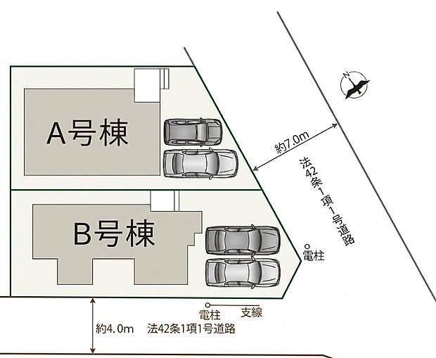 【-】車2台駐車可！前面道路広く駐車ラクラク♪