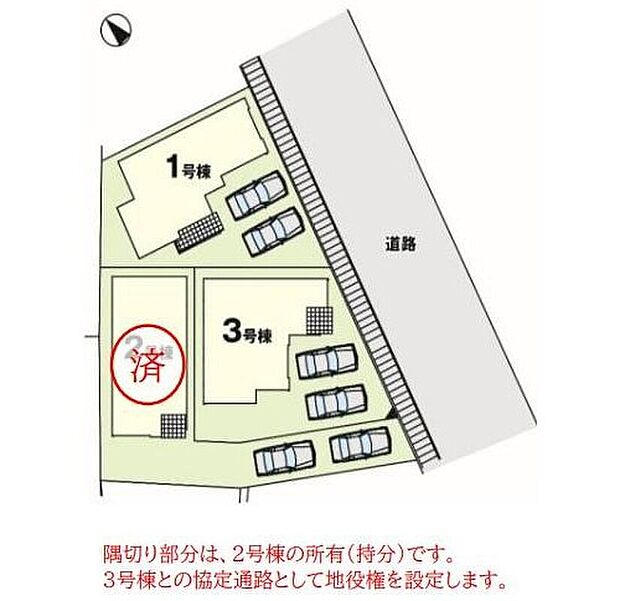 １号棟　５，４９９万円
２号棟　成約済み
３号棟　５，６９９万円