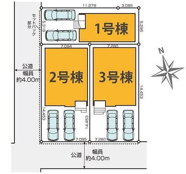 【全体区画図】1号棟 3,799万円
2号棟 4,999万円
3号棟 4,799万円
