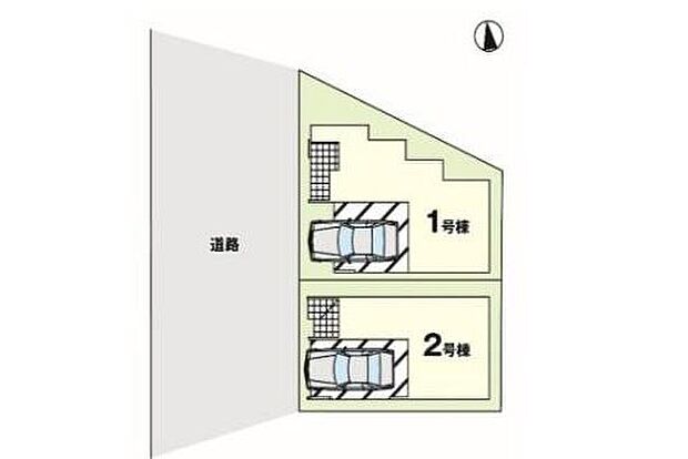【全体区画図】１号棟　４，６９９万円
２号棟　ご成約済み