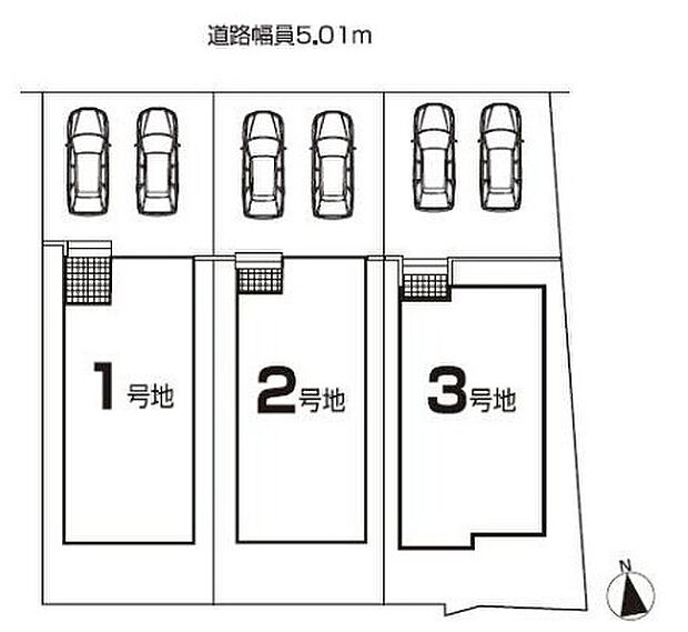 【全体区画図】１号棟　３，８９０万円
２号棟　３，８９０万円
３号棟　３，８９０万円