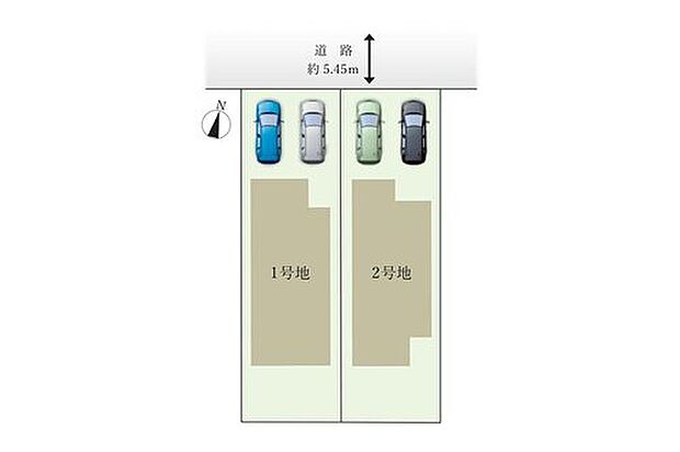 【全体区画図】1号地 4,890万円
2号地 4,890万円