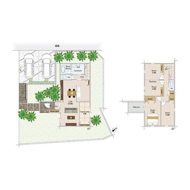 【3LDK】広々18.6帖のLDK!タタミコーナーのあるお住まい♪
ゆったり寛げる充分な広さがございます♪
2階北側洋室は間仕切り可能!主寝室には大容量のWIC完備です◎