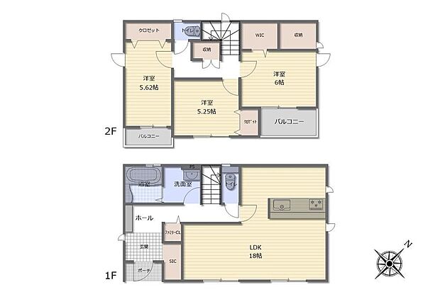 【3LDK】対面式キッチン仕様の約18帖リビング♪広々としたLDKに、自分好みのインテリアでレイアウト。季節ごとに模様替えなども、楽しみの一つとなりそうです。